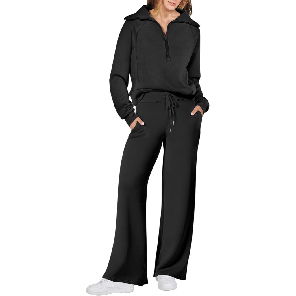 Women 2 Piece Outfits 2025 Fall Fashion Airport Wide Leg Pants Lounge Set Leisur